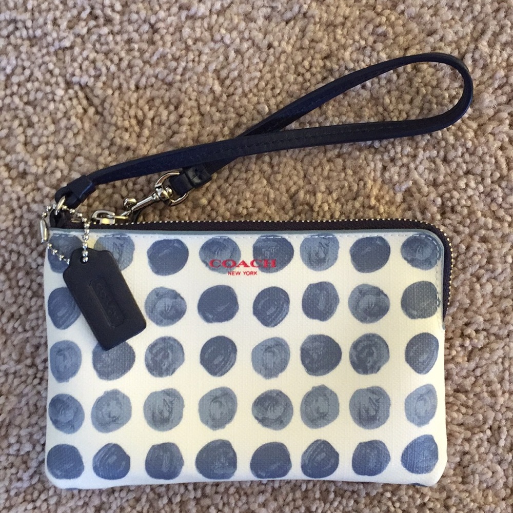 Coach Blue Polka Dot Wristlet